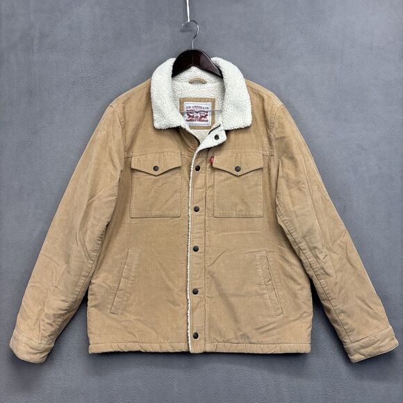 Levi's Corduroy Sherpa Trucker Jacket Men’s Size Large Tan Beige
